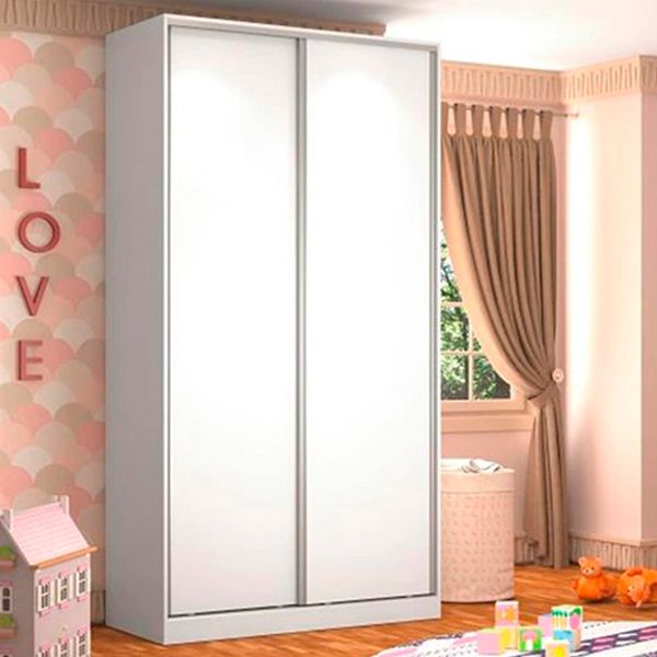 Guarda-Roupa Compact 2 Portas de Correr 3 Gavetas Nova Mobile Branco