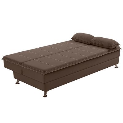 Sofá Cama Malu Suede Veludo com Pés de Alumínio Besthouse Marrom