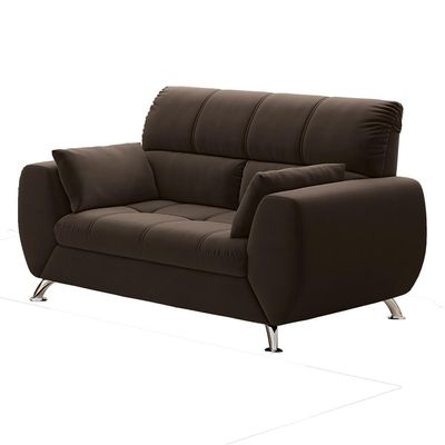 Sofá 2 Lugares Bélgica em Tecido Suede com 2 Almofadas Linoforte Café