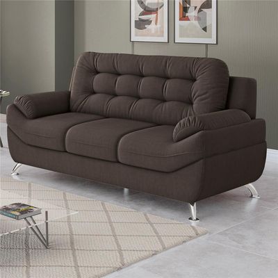 Sofá 3 Lugares Mercury em Tecido Suede 200cm Linoforte Marrom