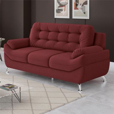 Sofá 3 Lugares Mercury em Tecido Suede 200cm Linoforte Vermelho Carmim