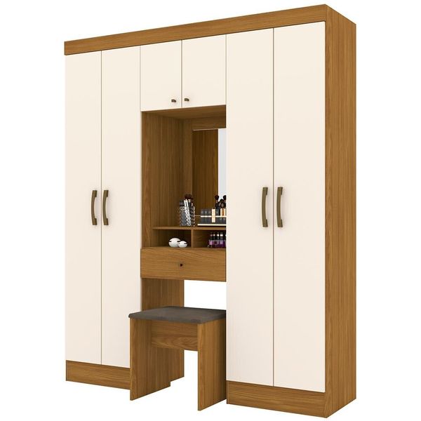 Guarda-Roupa Henn Yara com 6 Portas 2 Gavetas e 4 Prateleiras Naturale com Off White Guarda-Roupa Henn Yara com 6 Portas 2 Gavetas e 4 Prateleiras Naturale com Off White