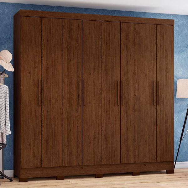 Guarda-Roupa Henn Harlo com 8 Portas 4 Gavetas e 6 Prateleiras Castanho HP Guarda-Roupa Henn Harlo com 8 Portas 4 Gavetas e 6 Prateleiras Castanho HP