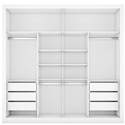 Guarda-Roupa Made Marcs Sevilha com 2 Portas, 6 Gavetas, 10 Prateleiras e Espelho Branco Acetinado