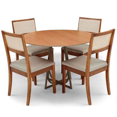 Mesa de Jantar Herval Meriti com 4 Cadeiras Herval Onix Jequitiba, Chocolate e Marrom