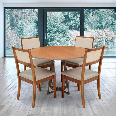 Mesa de Jantar Herval Meriti com 4 Cadeiras Herval Onix Jequitiba, Chocolate e Marrom