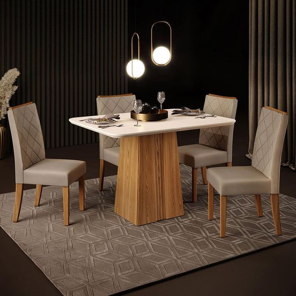 Mesa de Jantar Raquel Plus com 4 Cadeiras DJ Móveis Ginger/Kraft
