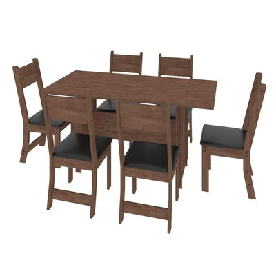 Mesa de Jantar Indekes Pequi com 6 Cadeiras Noce