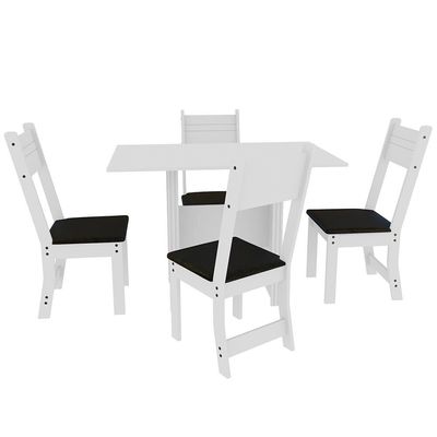 Mesa de Jantar com 4 Cadeiras Pequi Indekes Branco