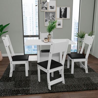 Mesa de Jantar com 4 Cadeiras Pequi Indekes Branco