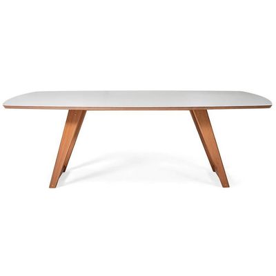 Mesa de Jantar Herval Moara com 6 Cadeiras em Poliéster Off White com Amêndoa