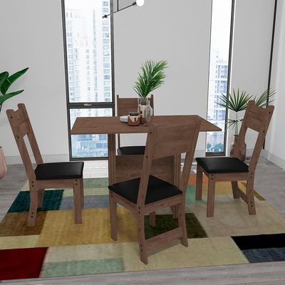 Mesa de Jantar com 4 Cadeiras Pequi Indekes Noce