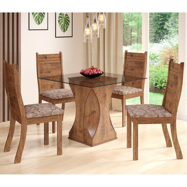 Mesa de Jantar Viero Elba com 4 Cadeiras Carmen Fendy e Sandrim Mesa de Jantar Viero Elba com 4 Cadeiras Carmen Fendy e Sandrim