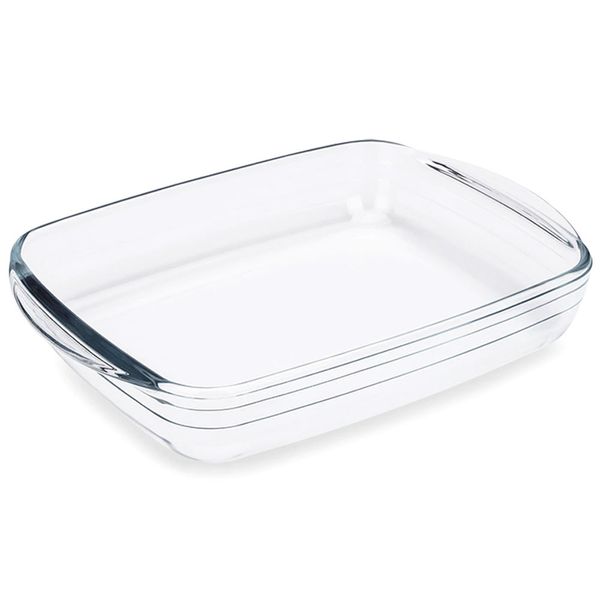 Assadeira Retangular Brinox Cheff em Vidro 28 cm Transparente