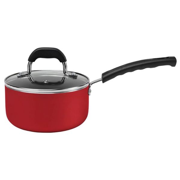 Panela Brinox Saffron em Alumínio com Revestimento Interno Antiaderente Pro-Flon e Tampa de Vidro com Saída de Vapor 20 cm Vermelho