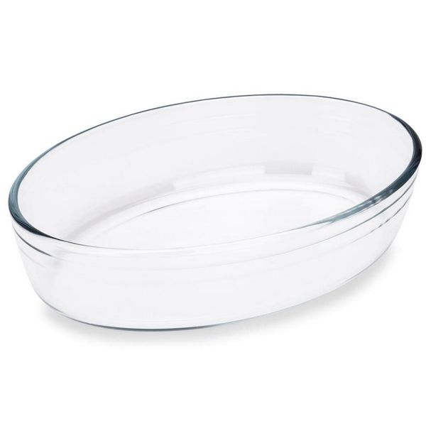 Assadeira Oval Brinox Cheff em Vidro 26 cm Transparente