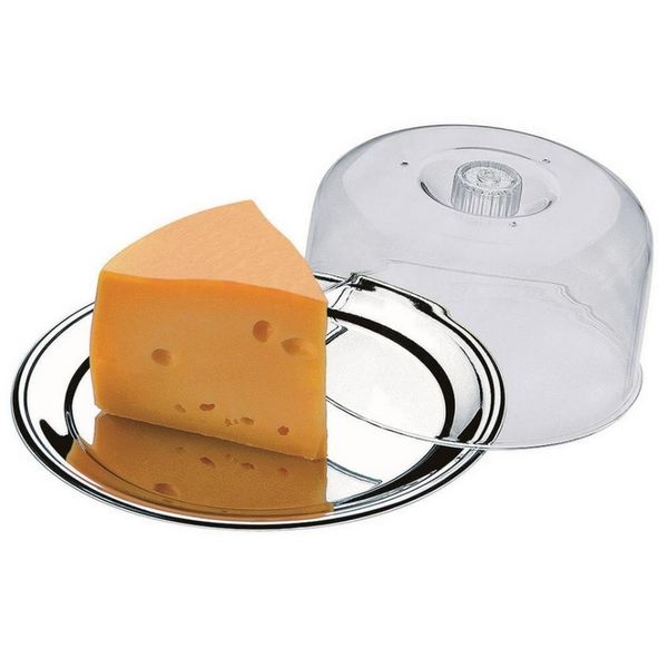Conjunto Para Queijo Brinox Petúnia em Aço Inox e Acrílico 2 Peças Inox e Transparente