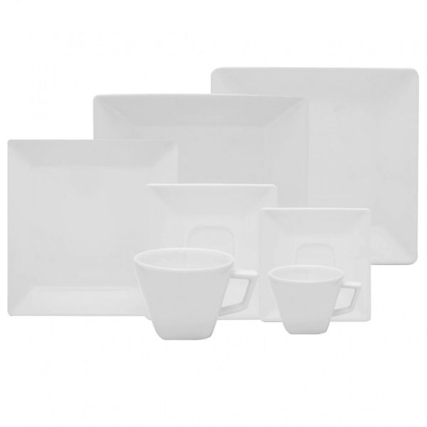 Aparelho de Jantar Chá e Café Oxford Porcelanas Quartier GM42-2000 42 Peças Branco