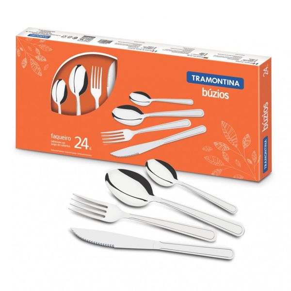 Faqueiro Tramontina Buzios Inox 23799071 24 peças Inox Faqueiro Tramontina Buzios Inox 23799071 24 peças Inox