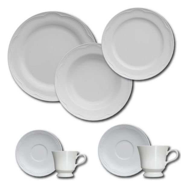 Aparelho de Jantar 42 Peças Germer Cottage em Porcelana Branco