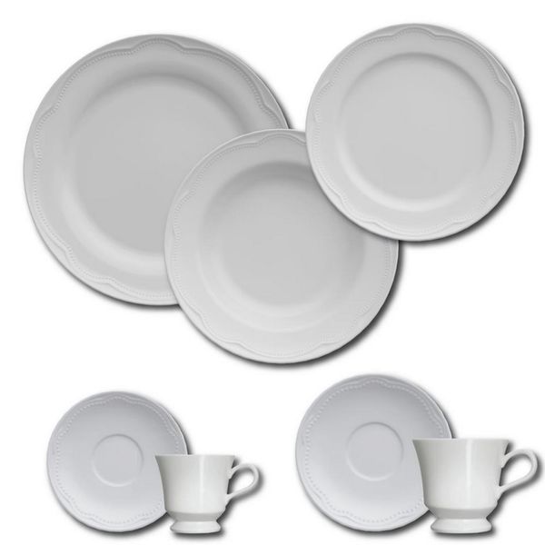 Aparelho de Jantar 42 Peças Germer Cottage em Porcelana Branco Aparelho de Jantar 42 Peças Germer Cottage em Porcelana Branco