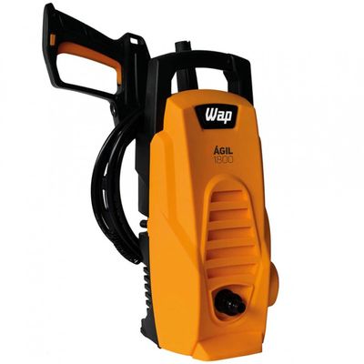 Lavadora de Alta Pressão Wap Ágil 1800 Compacta com Jato de Água Leque e Concentrado, 1300PSI e Sistema Stop Total 1400W Preto com Amarelo / 220V