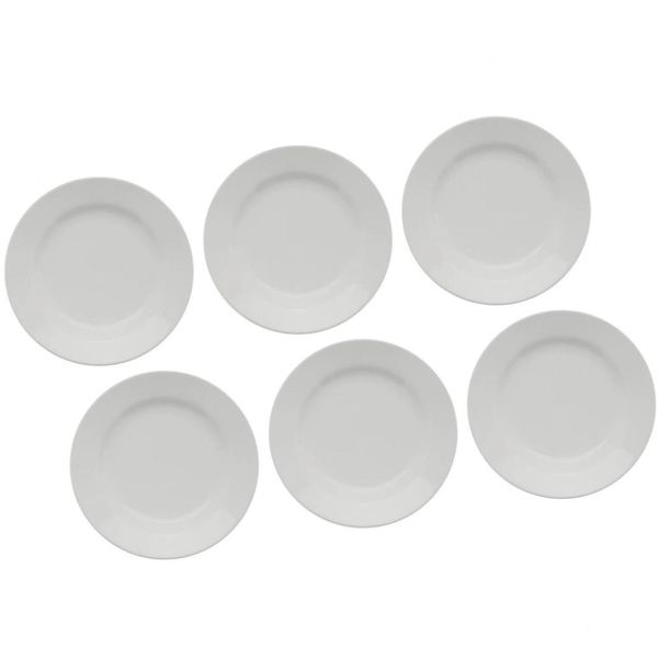 Conjunto de Pratos Rasos Oxford Biona Donna em Cerâmica 24cm 6 Peças Branco
