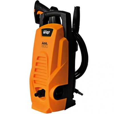 Lavadora de Alta Pressão Wap Ágil 1800 Compacta com Jato de Água Leque e Concentrado, 1300PSI e Sistema Stop Total 1400W Preto com Amarelo / 220V