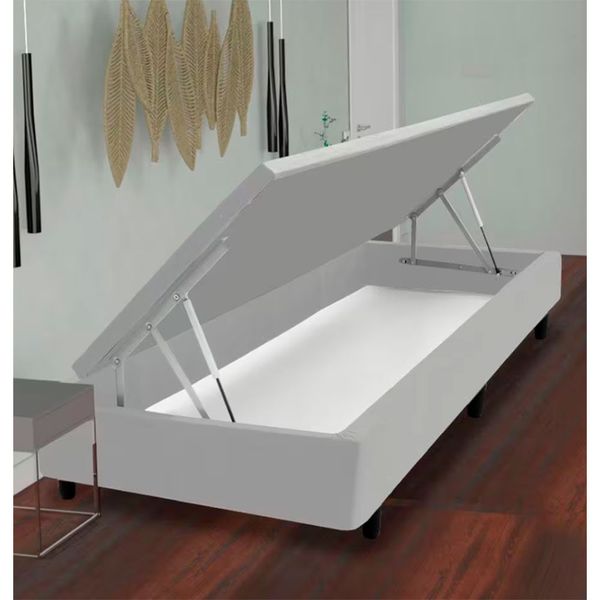 Base Box para Colchão de Solteiro MGA Lift Cotton com Baú e Pistão à Gás - 39x88x188cm Cinza
