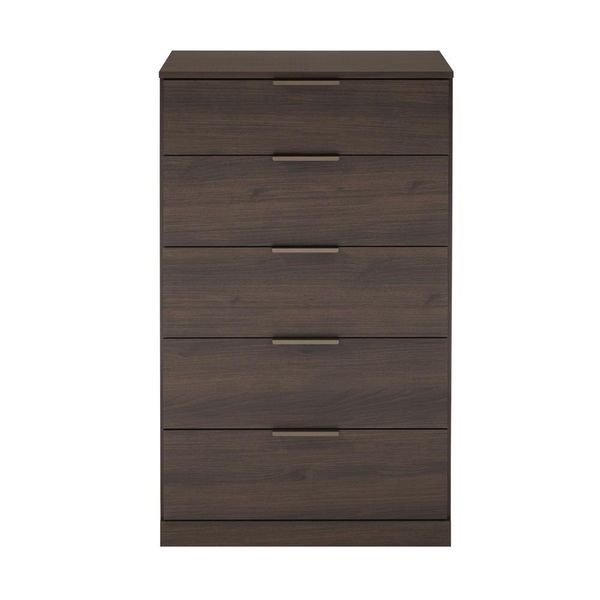 Cômoda Versatti com 5 Gavetas Bartira Café com Bronze Cômoda Versatti com 5 Gavetas Bartira Café com Bronze