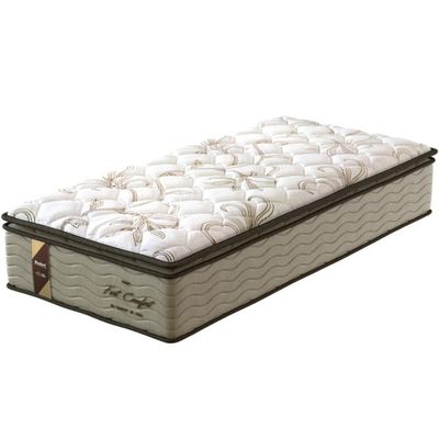 Cama Box de Solteiro Probel Fort Comfort com Pillow Top e Molas Prolastic 72x88x188cm Branco com Bege