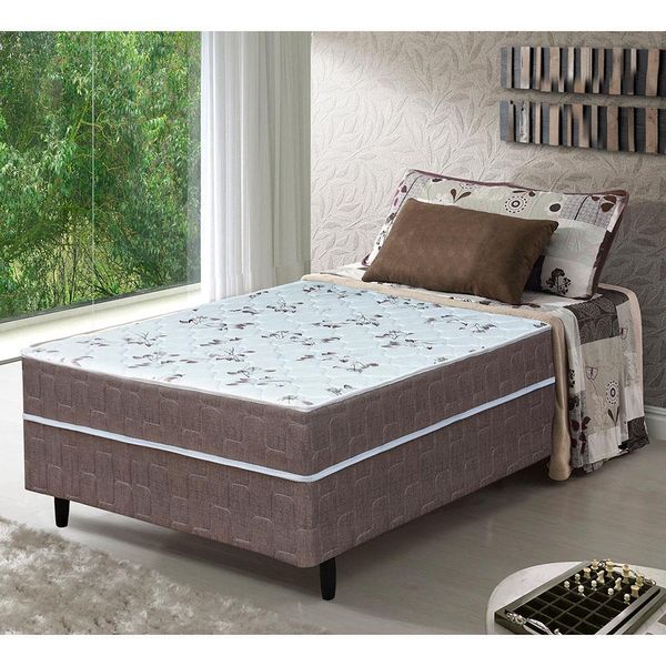 Cama Box Conjugada Solteiro Umaflex New Florença com Molas Ensacadas 55x88x188cm Marrom com Bege Cama Box Conjugada Solteiro Umaflex New Florença com Molas Ensacadas 55x88x188cm Marrom com Bege