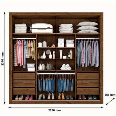 Guarda-Roupa Made Marcs Sevilha com 2 Portas, 6 Gavetas Brauna