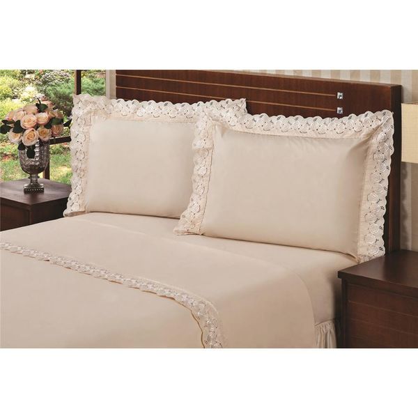 Jogo de Cama Queen Plumasul Ellegance 230 Fios com 4 Peças Bege