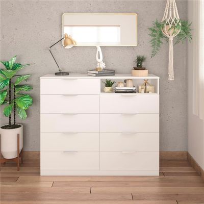 Cômoda Versatti com 9 Gavetas e Nicho Bartira Branco