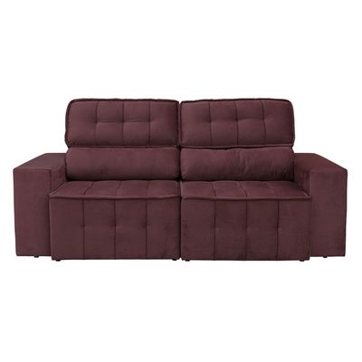 Sofá 4 Lugares Falconi com Assento Retrátil e Encosto Reclinável 219 cm Luizzi Malbec