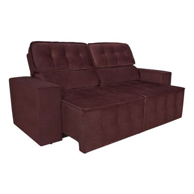 Sofá 4 Lugares Falconi com Assento Retrátil e Encosto Reclinável 219 cm Luizzi Malbec