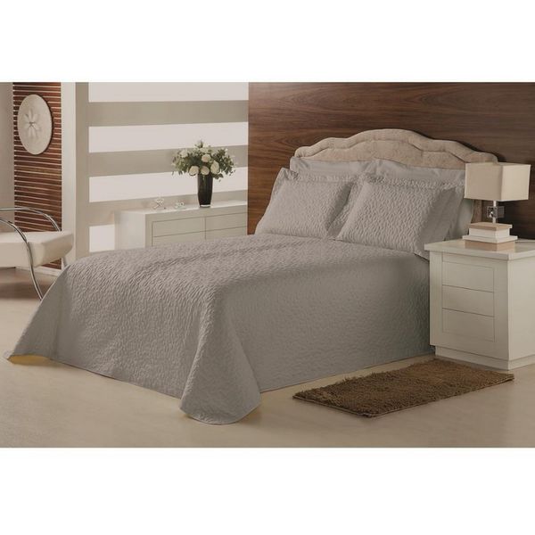 Colcha Matelassê King Size Plumasul em Poliéster e Microfibra com Soft Touch 3 Peças Cinza Colcha Matelassê King Size Plumasul em Poliéster e Microfibra com Soft Touch 3 Peças Cinza