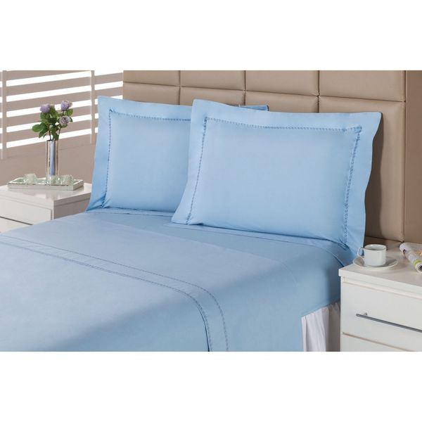 Jogo de Cama King Plumasul 1364 Sky Blue 233 Fios 4 Peças Azul Jogo de Cama King Plumasul 1364 Sky Blue 233 Fios 4 Peças Azul