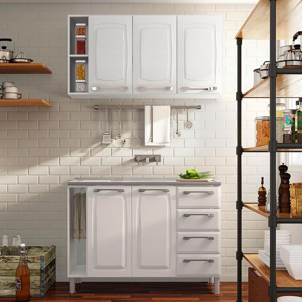 Cozinha Compacta Diamante com 5 Portas e 4 Gavetas Itatiaia Branco Cozinha Compacta Diamante com 5 Portas e 4 Gavetas Itatiaia Branco