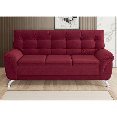 Sofá 3 Lugares Arezzo em Suede Linoforte Vermelho