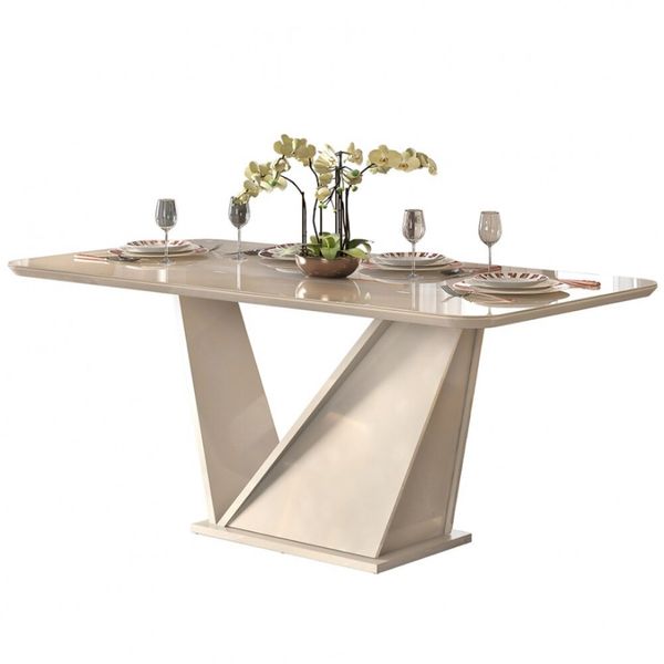 Mesa de Jantar Vitória 6 Lugares DJ Móveis Off White Mesa de Jantar Vitória 6 Lugares DJ Móveis Off White