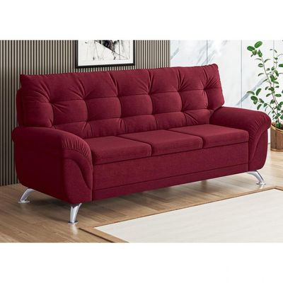Sofá 3 Lugares Arezzo em Suede Linoforte Vermelho
