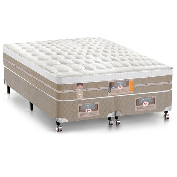 Cama Box King Size Silver Star Air com Molas Ensacadas 71x180x200cm Castor Branco com Bege