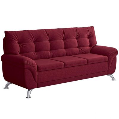 Sofá 3 Lugares Arezzo em Suede Linoforte Vermelho