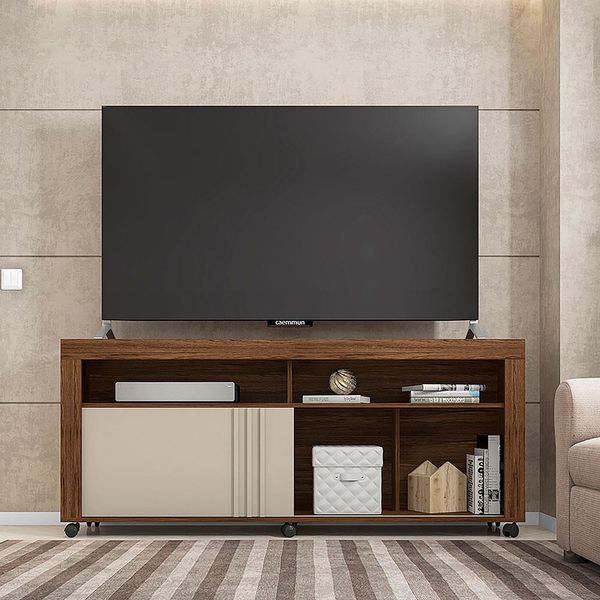 Rack Caemmun Joy para TV de até 60 polegadas Wengue com Off White Rack Caemmun Joy para TV de até 60 polegadas Wengue com Off White
