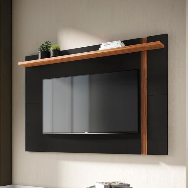 Painel Home Colibri Leme para TV de até 70 Preto Fosco com Noce Milano Painel Home Colibri Leme para TV de até 70 Preto Fosco com Noce Milano