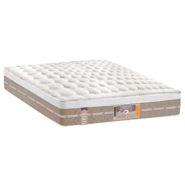 Colchão Casal Castor Silver Star Air com Molas Ensacadas e Euro Pillow 32x138x188 cm Branco com Bege