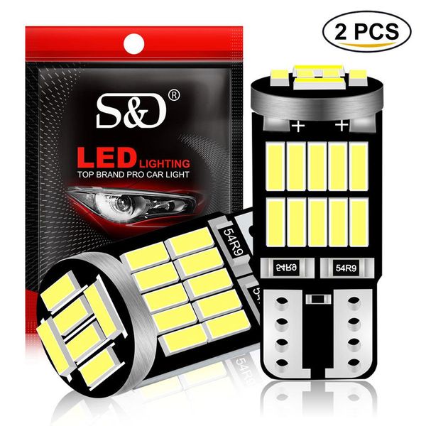 2 peças de Lâmpadas LED T10 W5W Canbus 6000K para Carro branco