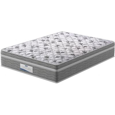 Cama Box de Casal Probel Century D28 com Molas Pocket e Pillow Euro 70x138x188cm Branco com Cinza